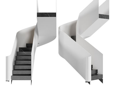 现代转角 旋转楼梯3d模型 现代转角 旋转楼梯