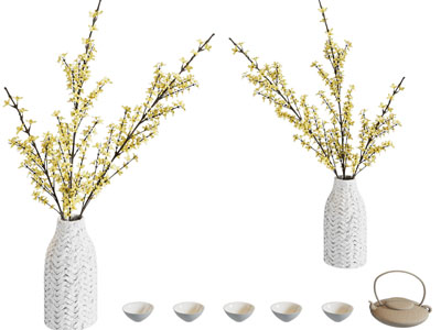 现代花瓶花卉 茶具杯子