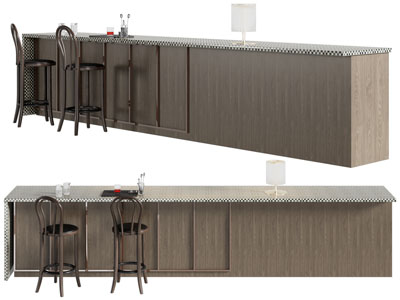 现代吧台吧椅3d模型 现代吧台吧椅