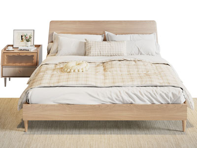 北欧实木双人床 床头柜