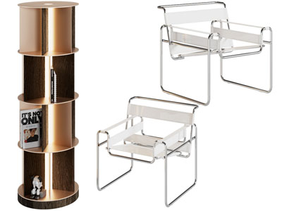 现代休闲椅子 旋转收纳架