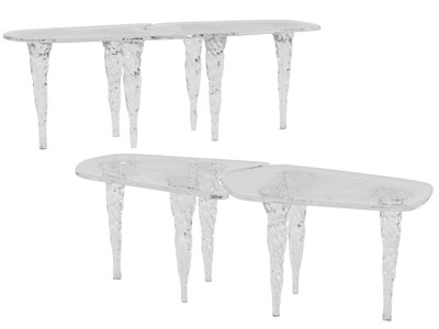 现代长方形拼接玻璃餐桌3d模型 现代长方形拼接玻璃餐桌