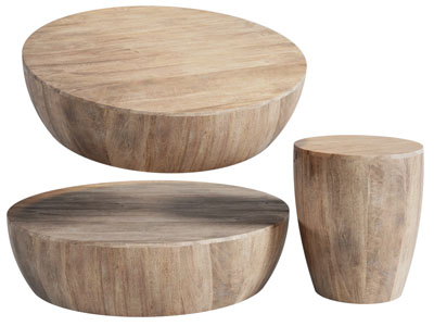 侘寂风实木圆形茶几 边几3d模型 侘寂风实木圆形茶几 边几