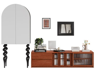 中古风实木电视柜 高脚边柜