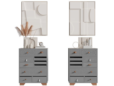 现代中古风餐边柜 立体挂画