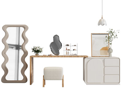 现代化妆 梳妆台 穿衣镜子3d模型 现代化妆 梳妆台 穿衣镜子