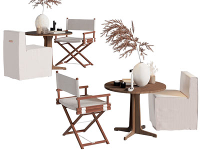 侘寂风休闲桌椅组合3d模型 侘寂风休闲桌椅组合