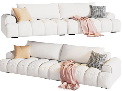 现代布艺多人沙发