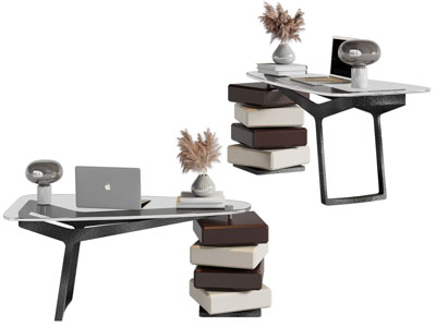 现代电脑桌 书桌3d模型 现代电脑桌 书桌