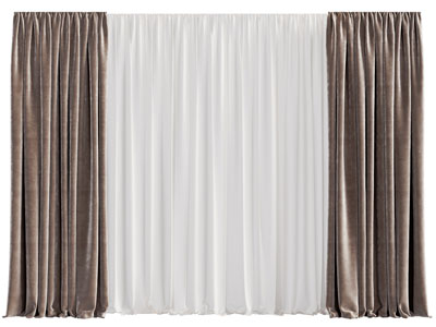 现代布艺窗帘窗纱3d模型 现代布艺窗帘窗纱