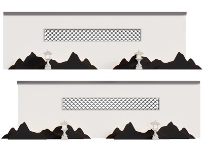 新中式景墙 背景墙3d模型 新中式景墙 背景墙