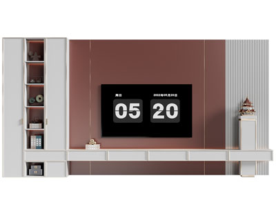 新中式电视背景墙3d模型 新中式电视背景墙