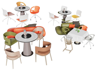 现代休闲餐桌椅组合3d模型 现代休闲餐桌椅组合