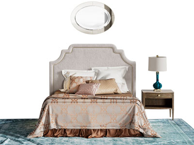 欧式双人床 床头柜