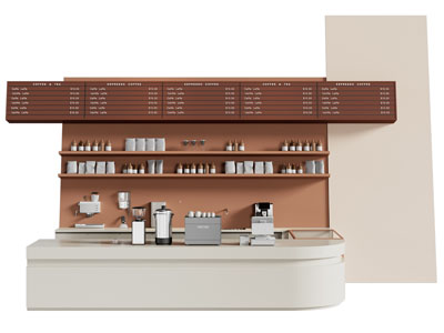 现代咖啡馆奶茶店吧台3d模型 现代咖啡馆奶茶店吧台