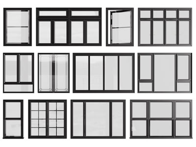 现代金属边框的平开窗户