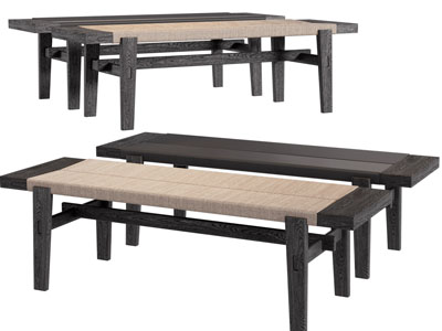 侘寂风实木长凳子