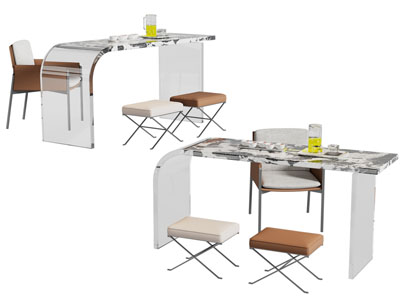 现代餐桌椅组合3d模型 现代餐桌椅组合