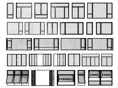现代平开窗户 推拉窗户