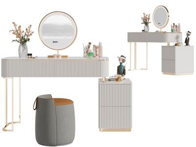 现代轻奢化妆 梳妆台3d模型 现代轻奢化妆 梳妆台