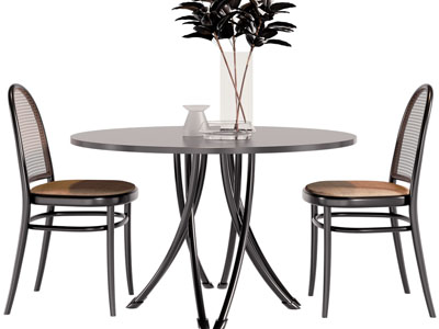 现代圆形餐桌椅组合3d模型 现代圆形餐桌椅组合