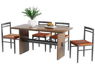 现代实木餐桌椅组合3d模型 现代实木餐桌椅组合