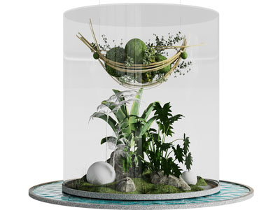 现代花草园艺景观装饰柱子3d模型 现代花草园艺景观装饰柱子