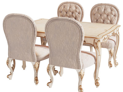 欧式餐桌椅组合3d模型 欧式餐桌椅组合