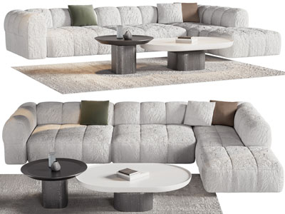 现代转角多人沙发 茶几组合