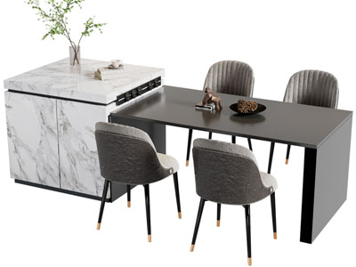 现代吧台餐桌椅组合3d模型 现代吧台餐桌椅组合