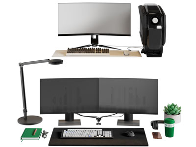 现代电脑 键盘 主机 台灯3d模型 现代电脑 键盘 主机 台灯