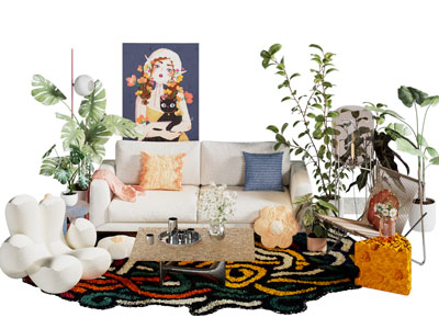 现代双人沙发 休闲椅子茶几组合