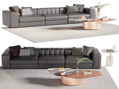 现代多人沙发 茶几组合