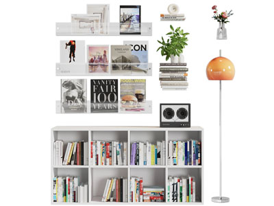 现代开放式书柜 墙面书刊杂志架