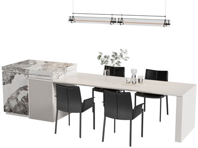 现代吧台餐桌椅组合3d模型 现代吧台餐桌椅组合