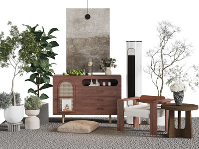 现代中古风玄关柜 休闲椅子 边柜