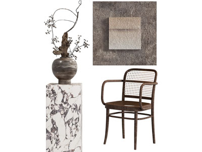 侘寂风装饰挂画 盆景盆栽