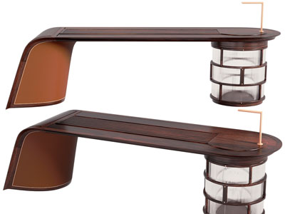 新中式书桌3d模型 新中式书桌