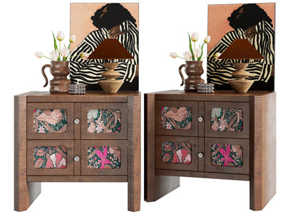 侘寂风实木玄关柜 边柜