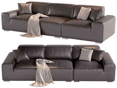 现代皮质多人沙发