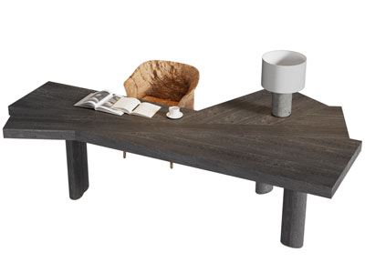 侘寂风实木书桌椅组合3d模型 侘寂风实木书桌椅组合