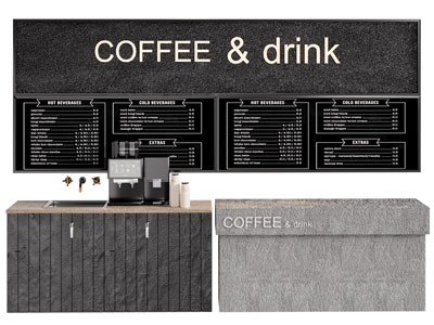 工业风loft咖啡馆吧台3d模型 工业风loft咖啡馆吧台