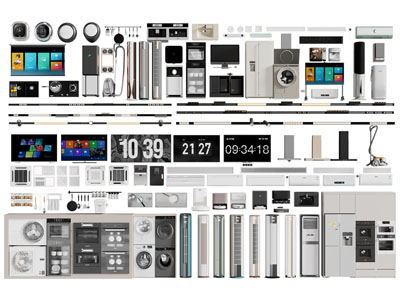 现代洗衣机 空调 冰箱 电视 扫地机厨房家用电器3d模型 现代洗衣机 空调 冰箱 电视 扫地机厨房家用电器