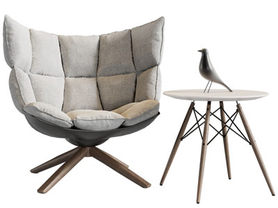 现代休闲椅子 边几