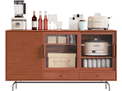 现代中古风餐边柜 摆件组合