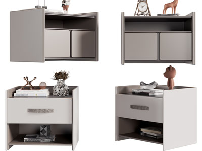 现代床头柜 摆件组合