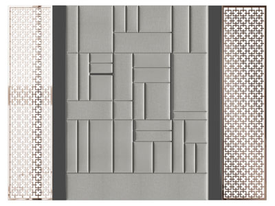 新中式软包床头背景墙3d模型 新中式软包床头背景墙