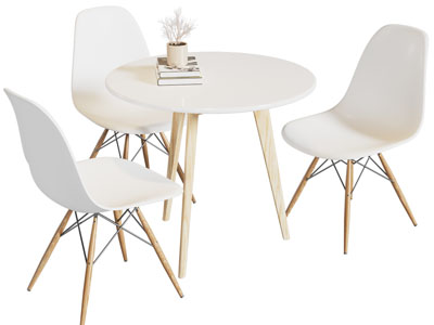 北欧实木圆形休闲餐桌椅组合3d模型 北欧实木圆形休闲餐桌椅组合