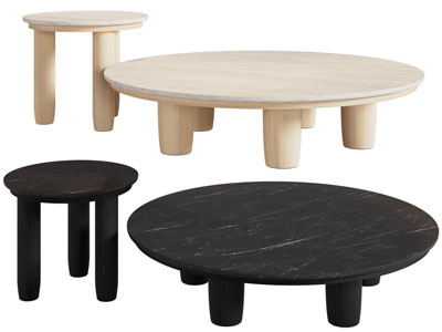 现代圆形茶几3d模型 现代圆形茶几