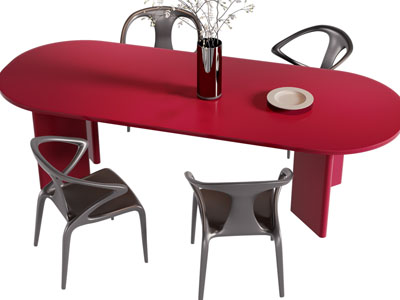 现代椭圆形餐桌椅组合3d模型 现代椭圆形餐桌椅组合